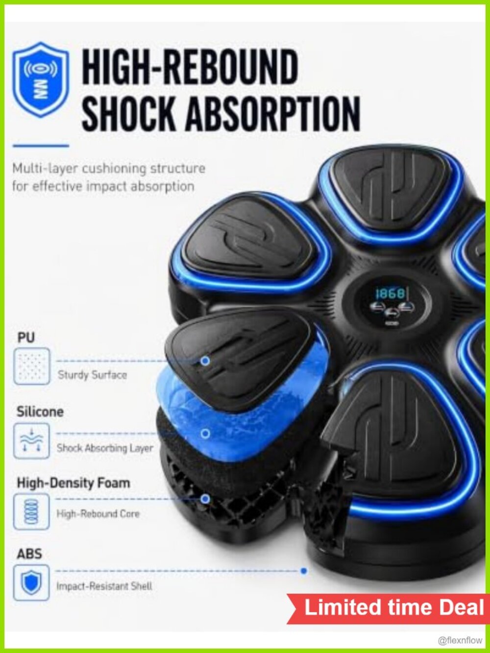 Music Boxing Wall Machine LED Light Boxing Gloves Included - Picture 2 of 5